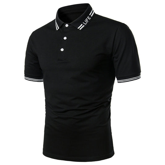 Color: BlackA, Size: M - Two-Color Stitching Webbing Design Casual Men's Short Sleeves