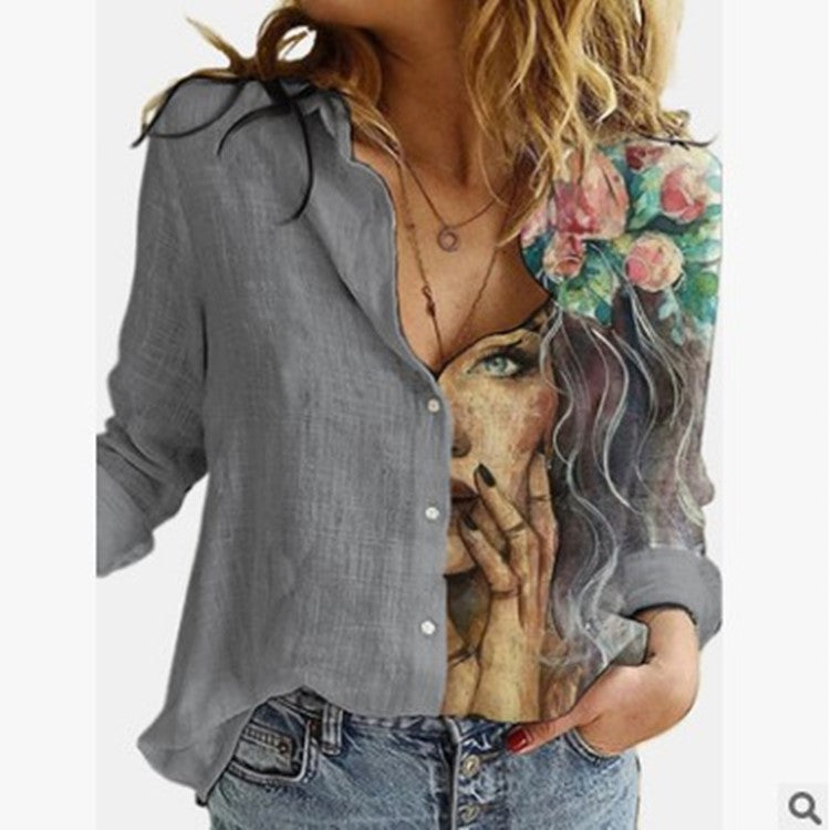 style: F, Size: 2XL - 2020 Autumn And Winter New Positioning Printing Long-Sleeved Buttoned Professional Shirt