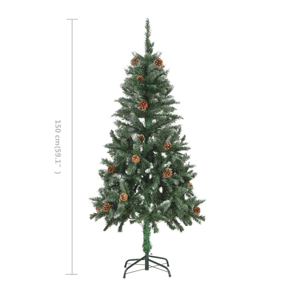 vidaXL Artificial Christmas Tree with Pine Cones and White Glitter 5 ft