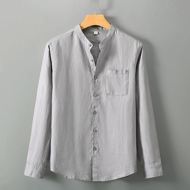 Color: New 9702 Gray, Size: XXL - Striped Casual Short-sleeved Linen Shirt