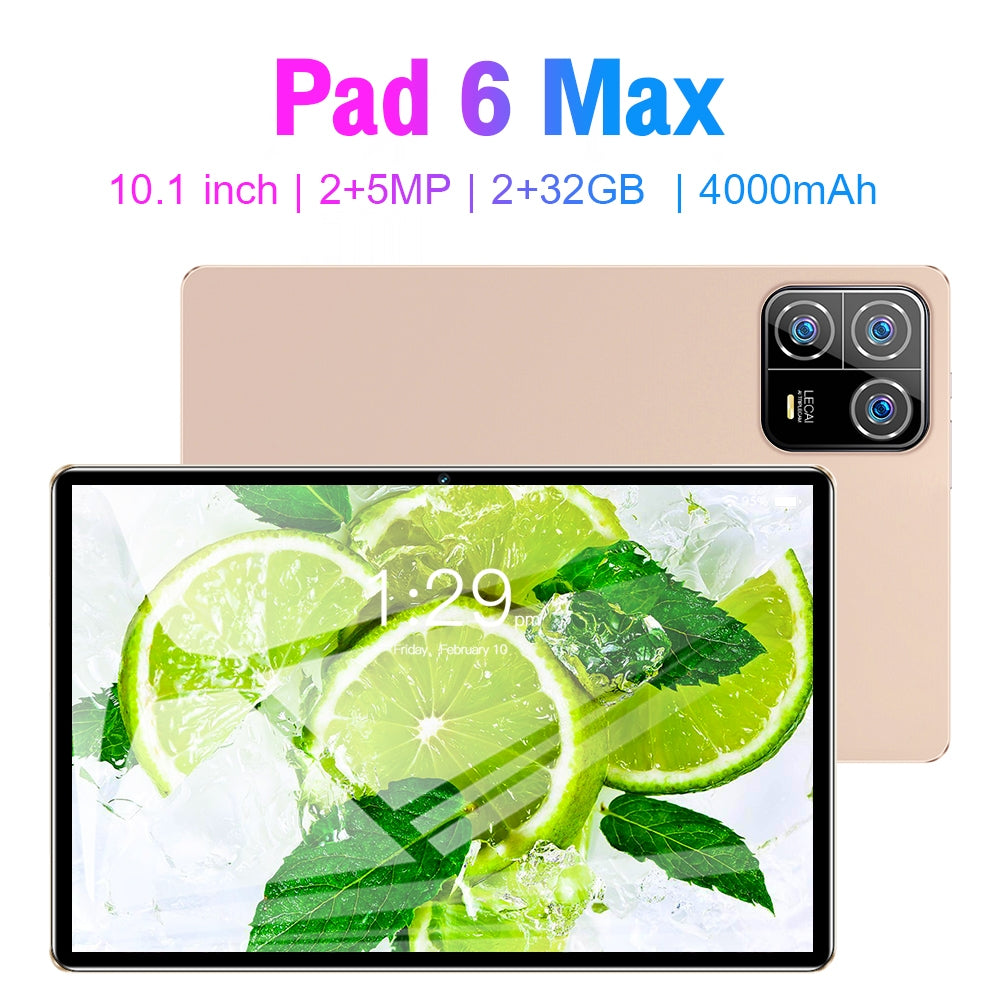 10.1 inch Pad6Max Tablet MTK6735 Quad-core 2GB RAM 32GB ROM Dual SIM 4000mAh Battery WiFi Tablet Black US Plug